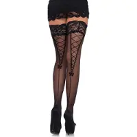Leg avenue Transparante Stay-Up Kousen Met Kant - Zwart