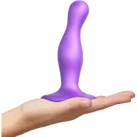 Strap-On-Me Curvy M - golvend, zuignapdildo (paars)
