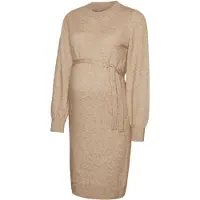 Mamalicious Gebreide jurk 'New Anne' beige gemêleerd