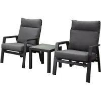 AVH-Collectie Vegas lounge balkonset 3 delig verstelbaar aluminium antraciet
