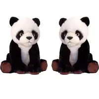 Keel Toys 2x stuks pluche knuffel Panda beren van 25 cm - Dieren knuffelbeesten voor kinderen of decoratie