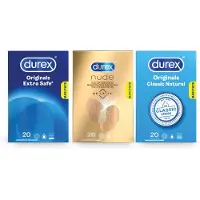 Durex - 60 stuks Condooms - Extra Safe 1x20 stuks - Nude No Latex 1x20 stuks - Classic Natural 1x20 stuks - Voordeelverpakking