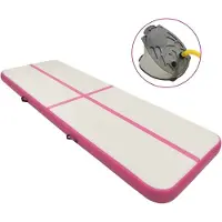 vidaXL Opblaasbare gymnastiekmat met pomp, 500x100x20 cm, PVC, roze