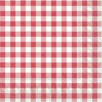 IHR Servetten Vichy Karo - 60x stuks - 3-laags - - rood/wit geblokt - 33 x 33 cm - Lente/pasen