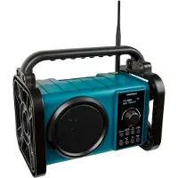 Medion E66877 DAB+ bouwplaatsradio (robuuste behuizing, spatwaterdicht (IP44), Bluetooth 5.0, PLL FM-radio, LED-werklamp, batterij- en netvoeding) blauw