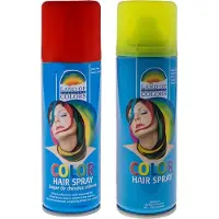 Goodmark Carnaval verkleed haarverf - haarspray - kleuren geel en rood - 111 ml per flacon - verven