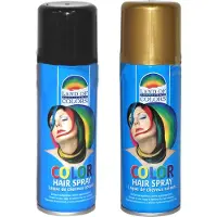 Goodmark Carnaval verkleed haarverf - haarspray - kleuren goud en zwart - 111 ml per flacon - verven