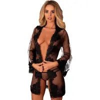 Livia corsetti fashion Livco Corsetti Fashion - Herina Lc Xg056 Dressing Gown + Panty Black One Size