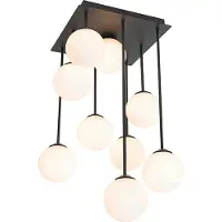 QAZQA Moderne plafondlamp zwart met opaal glas 9-lichts - Athens
