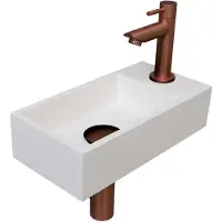 Ink Fonteinset Versus 36x18x9 cm Polystone Mat Wit Met Kraangat Rechts Mat Rose Goud