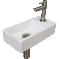 Ink Versus Fonteinpack - Rechts - Keramiek Mat Wit - Toebehoren Brushed Nickel - 8718835106379 - Rechthoekig - Wastafels, Fonteinen, Vrijhangende