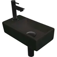 Ink Fonteinset Versus 36x18x9cm Porselein Mat Zwart Met Kraangat Links Mat Zwart