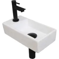 Ink Fonteinset Versus 36x18x9cm Porselein Mat Wit Met Kraangat Links Mat Zwart
