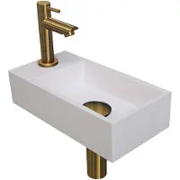 Ink Versus Fonteinpack - Links - Polystone Glans Wit - Toebehoren Brushed Mat Goud - 8718835105778 - Rechthoekig - Wastafels, Fonteinen, Vrijhangende