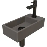 Ink Versus Fonteinpack - Rechts - Quartz Beton - Toebehoren Gunmetal - 8718835106065 - Rechthoekig - Wastafels, Fonteinen, Vrijhangende Fonteinen