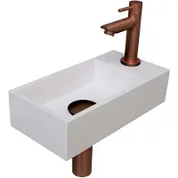 Ink Versus Fonteinpack - Rechts - Polystone Glans Wit - Toebehoren Mat Rosé Goud - 8718835105921 - Rechthoekig - Wastafels, Fonteinen, Vrijhangende