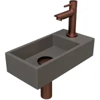 Ink Fonteinset Versus 36x18x9 cm Quartz Beton Met Kraangat Rechts Mat Rose Goud