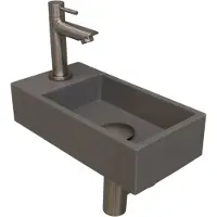 Ink Versus Fonteinpack - Links - Quartz Beton - Toebehoren Brushed Nickel - 8718835106119 - Rechthoekig - Wastafels, Fonteinen, Vrijhangende Fonteinen