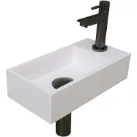 Ink Versus Fonteinpack - Rechts -polystone Glans Wit - Toebehoren Gunmetal - 8718835106027 - Rechthoekig - Wastafels, Fonteinen, Vrijhangende