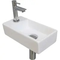 Ink Versus Fonteinpack - Links - Keramiek Glans Wit - Toebehoren Chroom - 8718835058005 - Rechthoekig - Wastafels, Fonteinen, Vrijhangende Fonteinen