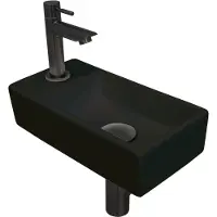 Ink Versus Fonteinpack - Links - Keramiek Mat Zwart - Toebehoren Gunmetal - 8718835106324 - Rechthoekig - Wastafels, Fonteinen, Vrijhangende Fonteinen