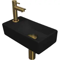 Ink Versus Fonteinpack - Links - Keramiek Mat Zwart - Toebehoren Brushed Mat Goud - 8718835106263 - Rechthoekig - Wastafels, Fonteinen, Vrijhangende