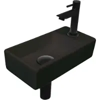 Ink Versus Fonteinpack - Rechts - Keramiek Mat Zwart - Toebehoren Mat Zwart - 8718835106515 - Rechthoekig - Wastafels, Fonteinen, Vrijhangende