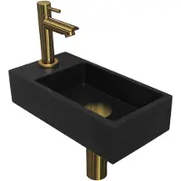 Ink Versus Fonteinpack - Links - Quartz Zwart - Toebehoren Brushed Mat Goud - 8718835105808 - Rechthoekig - Wastafels, Fonteinen, Vrijhangende