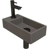 Ink Versus Fonteinpack - Links - Quartz Beton - Toebehoren Gunmetal - 8718835106010 - Rechthoekig - Wastafels, Fonteinen, Vrijhangende Fonteinen