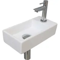 Ink Versus Fonteinpack - Rechts - Keramiek Glans Wit - Toebehoren Chroom - 8718835058012 - Rechthoekig - Wastafels, Fonteinen, Vrijhangende Fonteinen