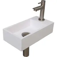 Ink Versus Fonteinpack - Rechts - Polystone Glans Wit - Toebehoren Brushed Nickel - 8718835106720 - Rechthoekig - Wastafels, Fonteinen, Vrijhangende