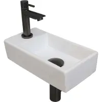 Ink Versus Fonteinpack - Links - Keramiek Glans Wit - Toebehoren Gunmetal - 8718835106287 - Rechthoekig - Wastafels, Fonteinen, Vrijhangende Fonteinen