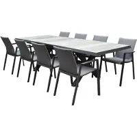 AVH-Collectie Nancy New Delhi dining tuinset uitschuifbaar 204-264x103xH74,5 cm 9 delig aluminium