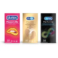 Durex - 30 stuks Condooms - Pleasure Me 1x10 stuks - Nude No Latex 1x10 stuks - Condooms Performa 10st -Voordeelverpakking