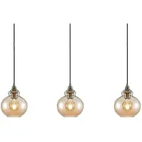 LINDBY Hanglamp Tymoni, dimbaar, crème / amber, Woon-/ Eetkamer, Glas, Vintage, hanglamp