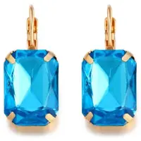 Deja Jewels Goudkleurige oorbellen voor dames met een grote blauwe steen
