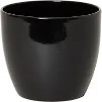Floran Bloempot - 1x - zwart - glanzend - keramiek - 32 x 27 cm - plantenpotten binnen