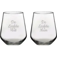Pasabahce Gegraveerde Drinkglas 42,5cl De Leafste Mem-De Leafste Heit