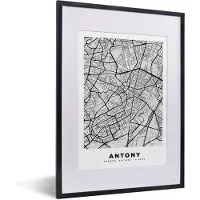 PosterMonkey Fotolijst incl. Poster - Plattegrond - Kaart - Stadskaart - Frankrijk - Antony - 30x40 cm - Posterlijst