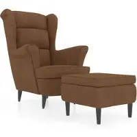vidaXL Fauteuil met voetenbank fluweel bruin