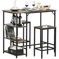 NiceGoodz Bartafel met barstoelen - eetkamertafel - 2 barstoelen - Barkruk - Vintage - Industrieel - Opbergruimte