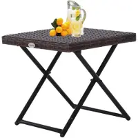 GardenGoodz Bijzettafel - Bijzettafel buiten - Tuintafel - Polyrattan - Opvouwbaar - 40 x 40 x 40 cm - Bruin
