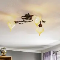 ONLI Plafondlamp Quercia , dimbaar, crème / amber, Woon-/ Eetkamer, Glas, Florentijns, plafondlamp