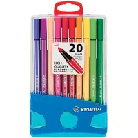 Stabilo Pen 68 - Premium Viltstift - ColorParade - Licht Blauw/Turquoise - Set Met 20 Verschillende Kleuren