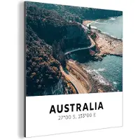 MuchoWow Wanddecoratie Metaal - Aluminium Schilderij Industrieel - Australië - Zee - Wegen - 90x90 cm - Dibond - Foto op aluminium - Industriële muurdecoratie - Voor de woonkamer/slaapkamer