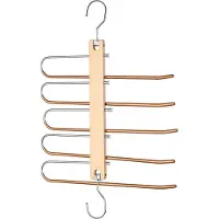 Behave Ruimtebesparende Kledinghanger - Kledinghangers - Kapstok - Broekhanger - Antislip - Bamboe Hout - 5 Haken
