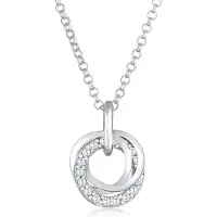 Elli - Halsketting - Dames Cirkel hanger Ringen fonkelen met Zirconia kristallen in 925 Sterling Zilver - Dames