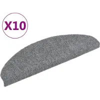 vidaXL Trapmatten Zelfklevend 10 st 65x21x4 cm Lichtgrijs Halfrond Groot