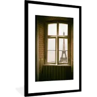PosterMonkey Fotolijst incl. Poster - Uitzicht op de Eiffeltoren in Parijs - 80x120 cm - Posterlijst