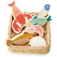 Tender Leaf Toys Tender Leaf Houten speelgoedmand met zeevruchten - voor fantasierijk rollenspel